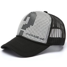 High Fashion Letter Print Embroidery Mesh Cap Korean Style (Option: Question Mark White Grid-Adjustable)