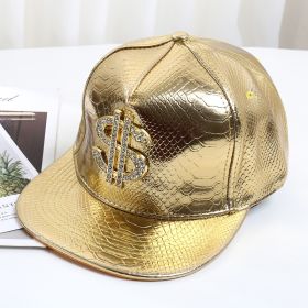 Pattern PU Leather Baseball Cap Hip-hop Fashion Cross (Option: USD Golden-M)