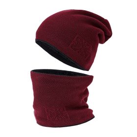 Brushed And Padded Hats Scarf Set (Option: Wine Red-Free Size)