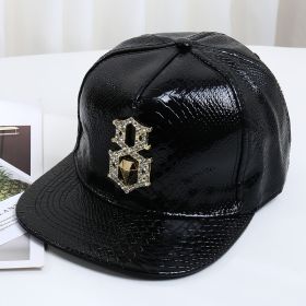 Pattern PU Leather Baseball Cap Hip-hop Fashion Cross (Option: Black Diamond Style-M)