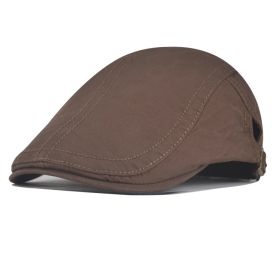 Men's And Women's Fashion Simple Pure Color All-matching Retro Hat (Option: Brown-Adjustable)