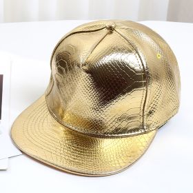 Pattern PU Leather Baseball Cap Hip-hop Fashion Cross (Option: Golden Light Plate-M)