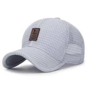 Men's Outdoor Sunscreen Mesh Breathable Hat (Option: Light Gray-Adjustable)