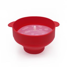 Foldable Popcorn Bowl Microwave Oven Silicone High Temperature Resistant Creative Large Lidded (Color: Red)