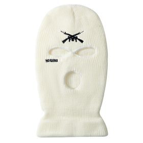 Men's Embroidered Three-hole Knitted Hat (Color: White)