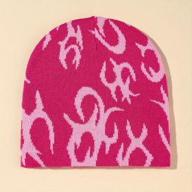 Warm Wool Hat Jacquard Knitted (Option: Rose Red-Free Size)