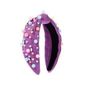 Fashion Candy Color Resin Beading Headband (Color: Purple)