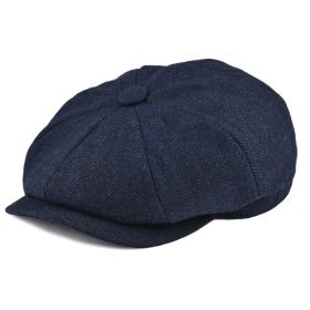 British Retro Peaky Blinder Octagonal Cap (Color: Dark Blue)