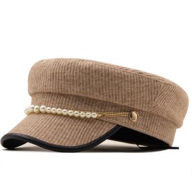 Solid Color Pearl Chain Korean Style Peaked Beret Cap (Option: 03 Style-M56to58cm)