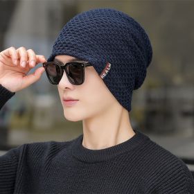 Men's Outdoor Cycling Warm Knitted Hat (Option: Navy Blue-M)