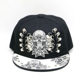 Baseball Cap Protection Sun Hat Skull Sticky Hip-hop Hipster Flat-brimmed (Option: Black Wings Ghost-Adjustable)