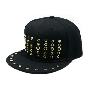 Round Hole Metal Rivet Hip Hop Baseball Cap (Option: Cotton Gold-56 59CM)