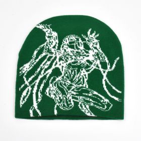 Cold-proof Warm Fashion Jacquard Knitted Hat (Option: Green-Free Size)