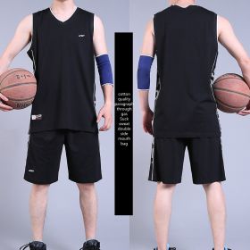 Casual Wear Sleeveless Thin Vest Running Wear Shorts Sportswear (Option: Black-5XL)