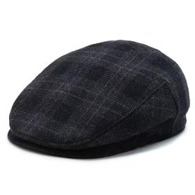 Retro Men's Duck Tongue Beret (Option: 61 B4 Navy Blue-Adjustable)