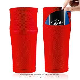 Double-layer Breathable Mesh Football Shin Guard Socks (Option: Red-S Children Medium Size)