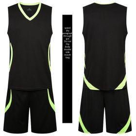 Casual Wear Sleeveless Thin Vest Running Wear Shorts Sportswear (Option: A Green black-L)