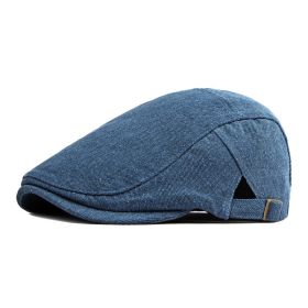 Simple Light Board Washed Denim Hat Men And Women All-match Retro Peaked Cap (Option: Dark Blue-Adjustable)