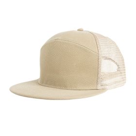 Flat Brim Baseball Cap Seven Pieces Mesh Cap Breathable Sun-proof (Option: Beige-Adjustable)