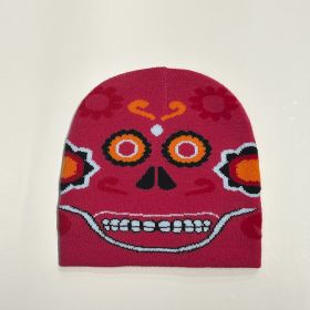 Men's And Women's Fashion Halloween Funny Fashionable Knitted Hat (Option: Rose Red-Free Size)