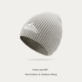 Outdoor Travel Skiing Thickened Wool Beanie Hat (Option: Classic Wool Style Linen Gray-Free Size)