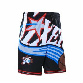 76-person Retro Basketball Outdoor Running Sports Beach Casual Loose Breathable Trendy Fashion Shorts (Option: Black-S)