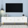 Modern TV Stand with 5 Champagne Legs - Durable, Stylish and Spacious, TVs Up to 75''