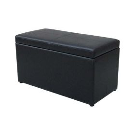 30-inch Hinged Storage Ottoman,Faux-leather (Color: Black)