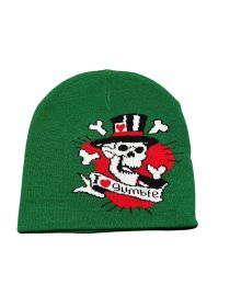 Knitted Skull Jacquard Cold-proof Warm Wool Hat (Option: Green-Free Size 56 To59cm)