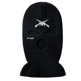 Men's Embroidered Three-hole Knitted Hat (Color: Black)