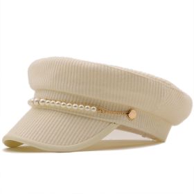 Solid Color Pearl Chain Korean Style Peaked Beret Cap (Option: 04 Style-M56to58cm)