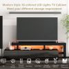 Modern Style 16-colored LED Lights TV Cabinet, UV High Gloss Surface Entertainment Center with DVD Shelf, Up to 70 inch TV