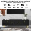 Modern TV Stand with 5 Champagne Legs - Durable, Stylish and Spacious, TVs Up to 75''