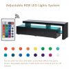 Modern Style 16-colored LED Lights TV Cabinet, UV High Gloss Surface Entertainment Center with DVD Shelf, Up to 70 inch TV