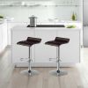 Set of 2 Modern Design Adjustable PU Leather Backless Bar Stools