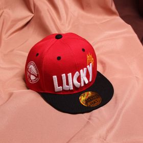 Children's Baseball Cap Tide Hiphop Flat Brim Peaked Cap (Option: Red-50to54cm Adjustment)