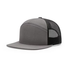 Flat Brim Baseball Cap Seven Pieces Mesh Cap Breathable Sun-proof (Option: Dark Gray-Adjustable)