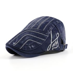 Washed Old Casual Cotton Fashion All-matching Beret (Option: Blue-Adjustable)