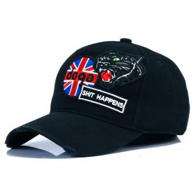 Men's And Women's Casual Cotton Embroidered Washed Hat (Option: D71 Black-Adjustable)