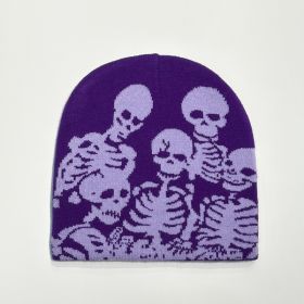 Halloween Party Funny Horror Knitted Jacquard Hat (Option: Purple-Free Size)