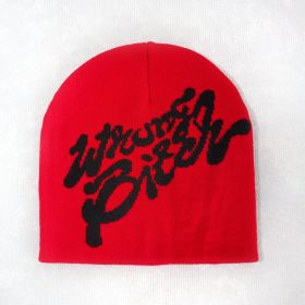 Men's And Women's Fashion Casual Letters Knitted Hat (Option: Red-Free Size)