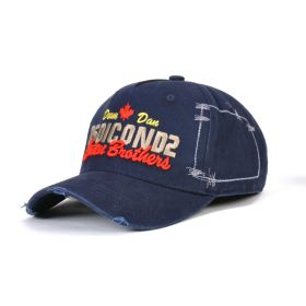 Men's And Women's Casual Cotton Embroidered Washed Hat (Option: D81 Blue-Adjustable)