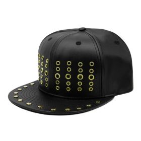 Round Hole Metal Rivet Hip Hop Baseball Cap (Option: Leather Gold-56 59CM)