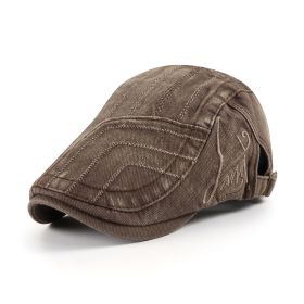 Washed Old Casual Cotton Fashion All-matching Beret (Option: Coffee-Adjustable)