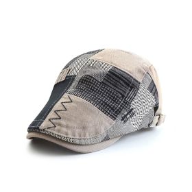 Fashion Retro Patchwork Plaid Peaked Cap (Option: Light Gray-Adjustable)