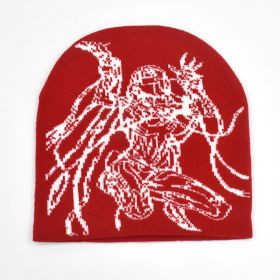 Cold-proof Warm Fashion Jacquard Knitted Hat (Option: Red-Free Size)