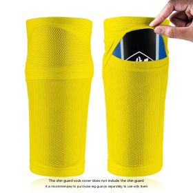 Double-layer Breathable Mesh Football Shin Guard Socks (Option: Yellow-S Children Medium Size)