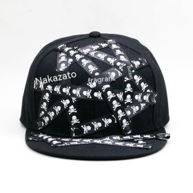 Baseball Cap Protection Sun Hat Skull Sticky Hip-hop Hipster Flat-brimmed (Option: Black Skull Printed Tape-Adjustable)