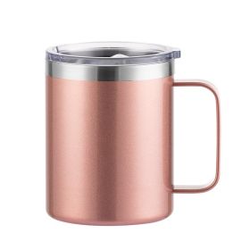 Simple Solid Color Stainless Steel Mug Cup Handle Cup (Option: Spray Paint Rose Gold-14oz)