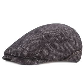 Autumn And Winter Middle-aged And Elderly Thickened Earflaps Hat (Option: Gray Black-XL 60cm)